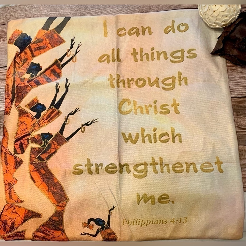 NWT Boho Holiday Pillow Cover with Motivational Bible quote - one cover